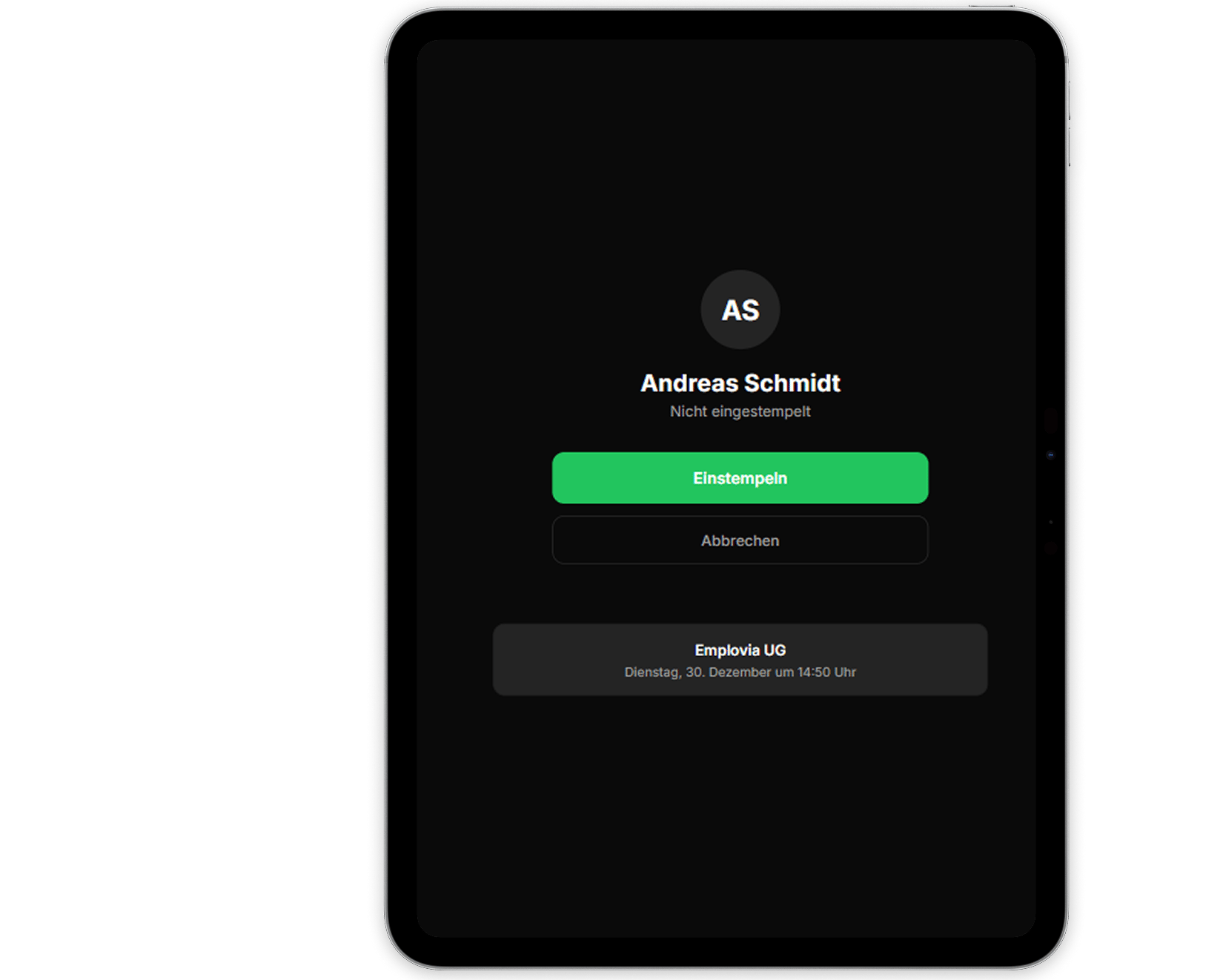 Clock in and out with one click
